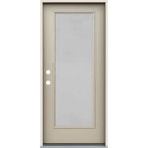 36 in. x 80 in. Right-Hand Full Lite Micro-Granite Frosted Glass Desert Sand Steel Prehung Front Door
