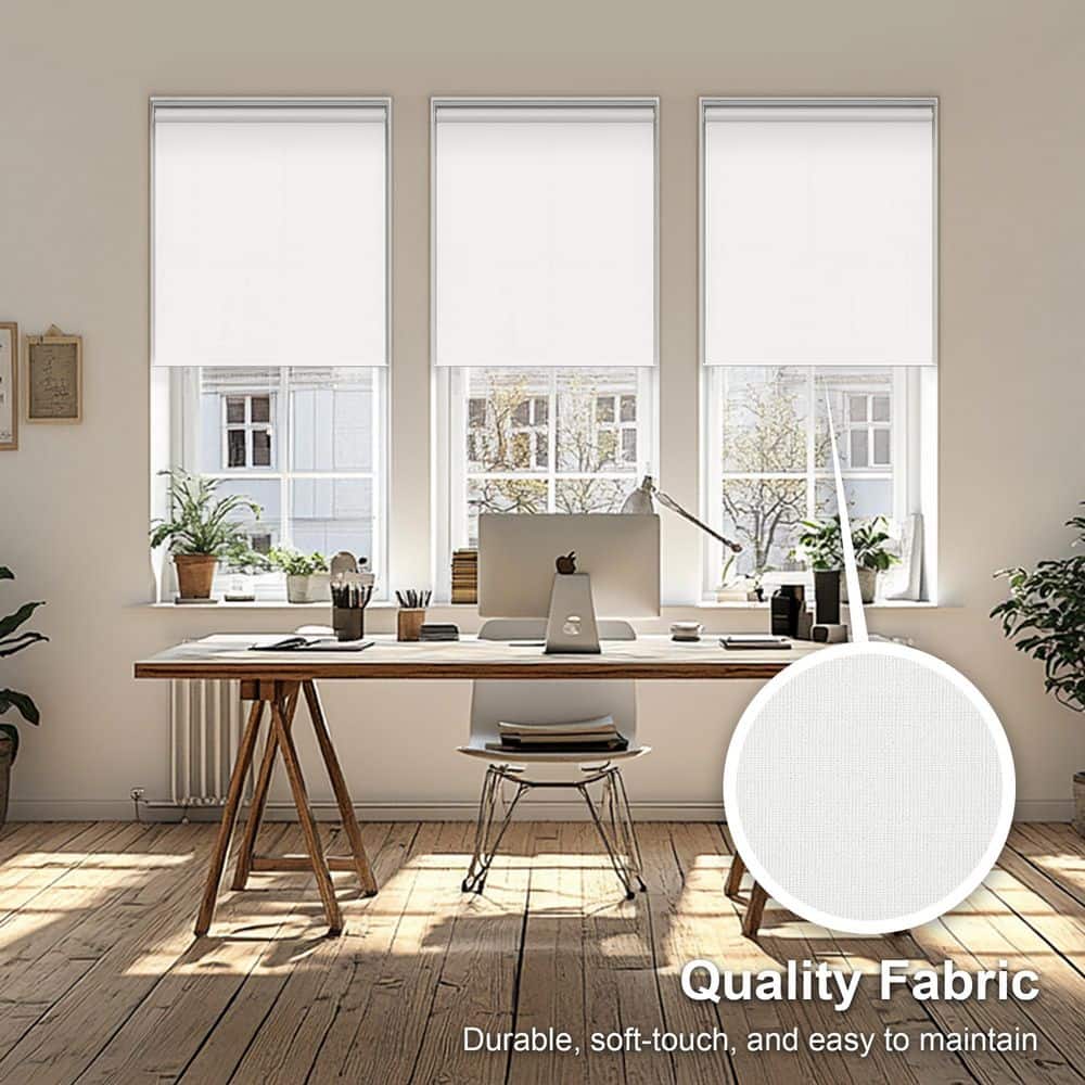 Urban White Cordless Light Filtering Fabric Roller Shade 35" x 72"