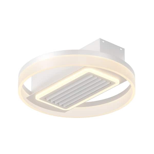 20 in. Integrated LED Modern Indoor Leafless Flush Mount White Ceiling Fan Light with Removable and Washable