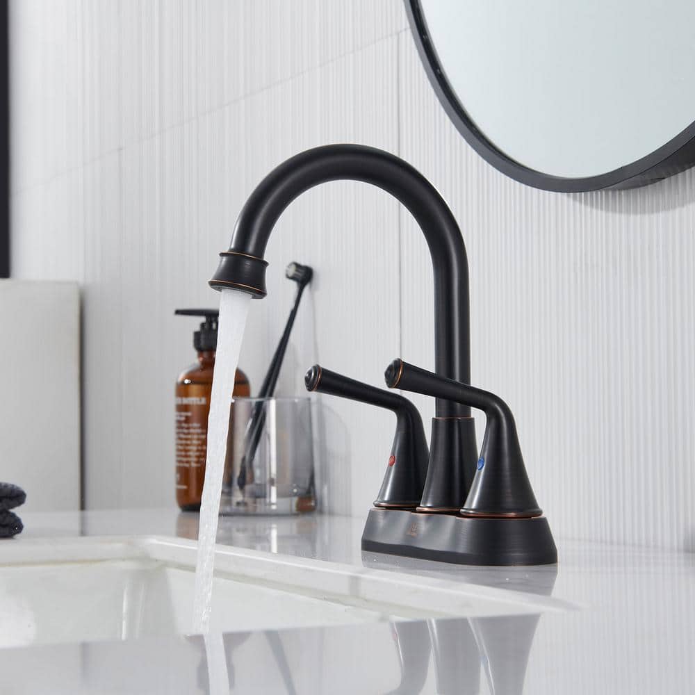 Oil Rubbed Bronze 4-Inch 2-Handle Stainless Steel Bathroom Faucet