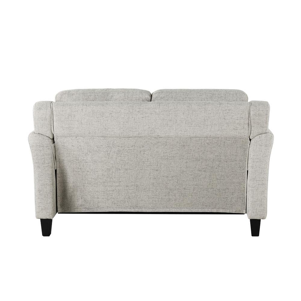 Beige Tufted Microfiber Loveseat with Flared Arms