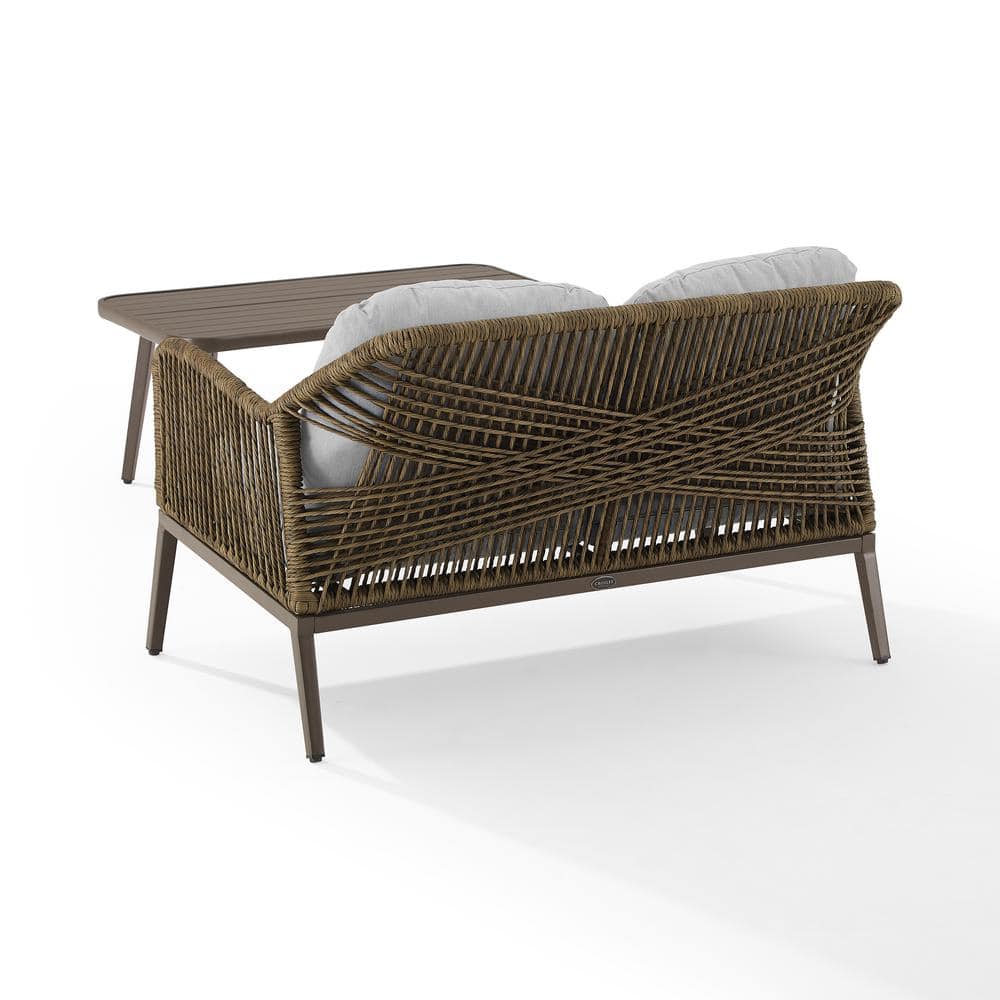 Haven 2-Piece Light Gray and Brown Wicker Outdoor Conversation Set