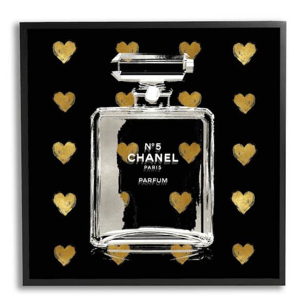 Stupell Glam Brand Perfume Hearts Pattern Framed Giclee Art by Madeline Blake - 17 x 17 - Black