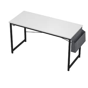 47 in. W Rectangle White MDF Writing Desk with Storage Bag