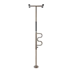 Security Pole and Curve Grab Bar, 84 in. to 120 in. Tension-Mounted Transfer Pole in Bronze