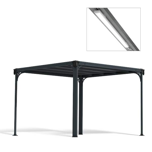 Milano 10 ft. x 10 ft. Gray/Gray Outdoor Gazebo with LED Lighting Kit