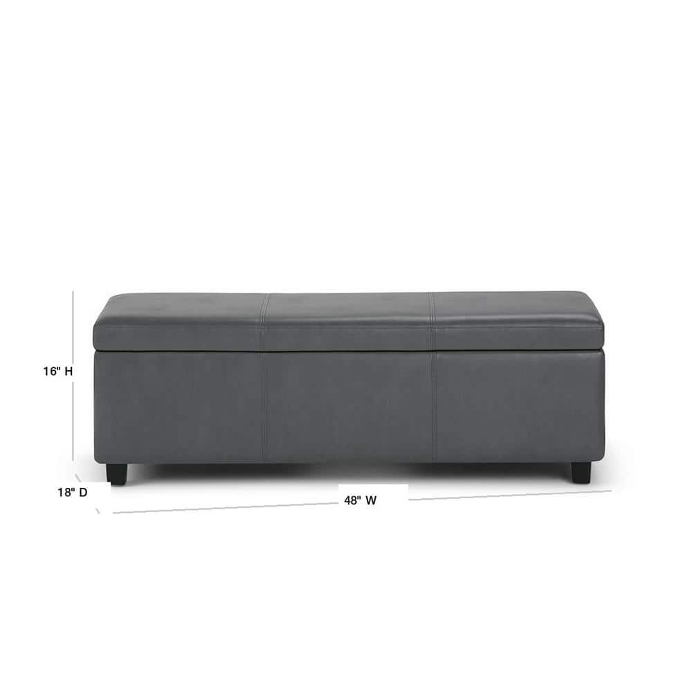 Stone Gray Contemporary Bench Ottoman with Inner Storage