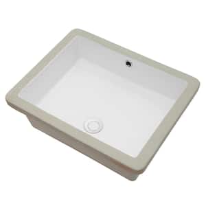 19.75 in. Undermount Rectangular Bathroom Sink Art Basin with Overflow in White Ceramic