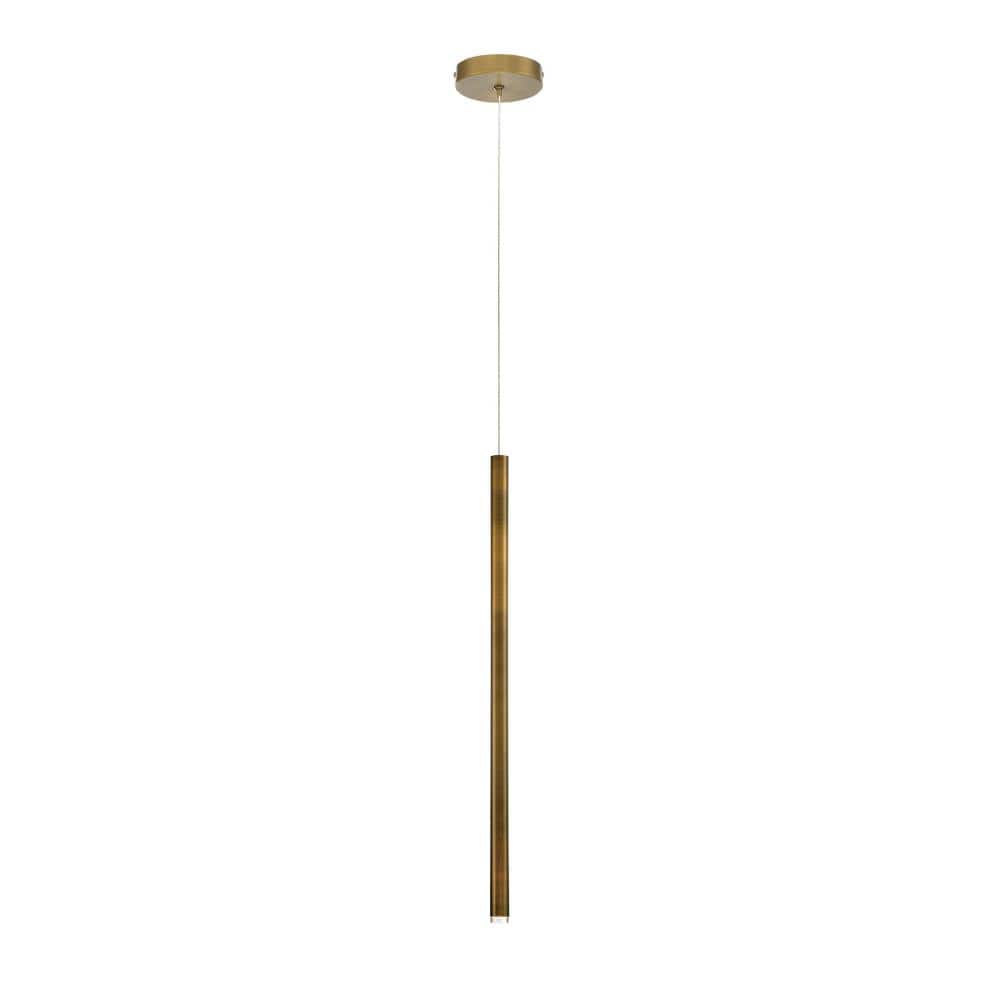 Navada Antique Brass Gold LED Pendant Light - 24" Height