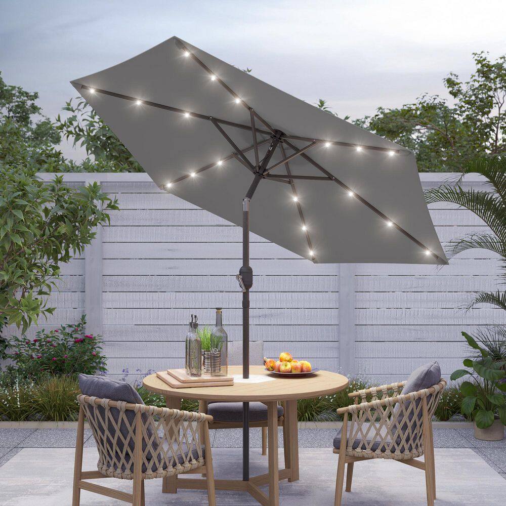 Sonkuki Solar Lighted LED Patio Market Crank and Tilt