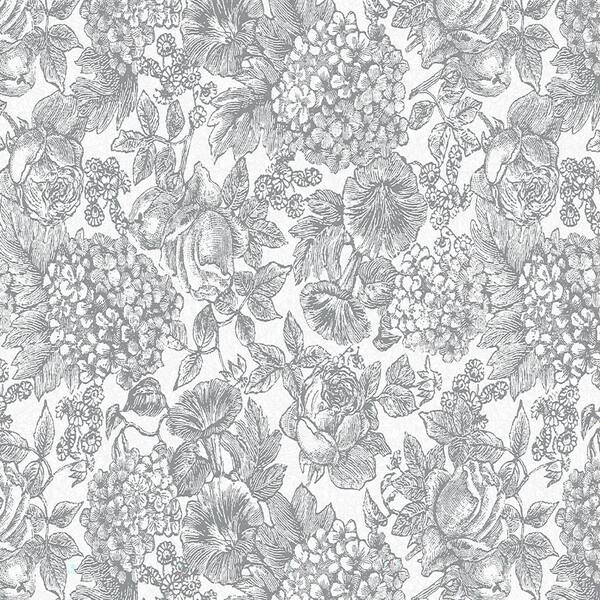 Laura Ashley Natures Abode, 70th Anniversary 11-in Slate Grey Non-Woven Floral 56-sq ft Unpasted Paste The Wall Wallpaper Sample in Gray | 11985994