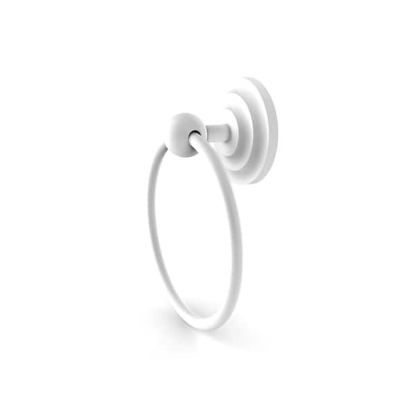 Allied Brass Que New Collection Wall Mounted Towel Ring in Matte White