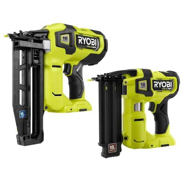 ONE+ HP 18V Brushless Cordless 16-Gauge Straight Finish Nailer (Tool Only) with ONE+ HP 18V 18GA AirStrike Brad Nailer