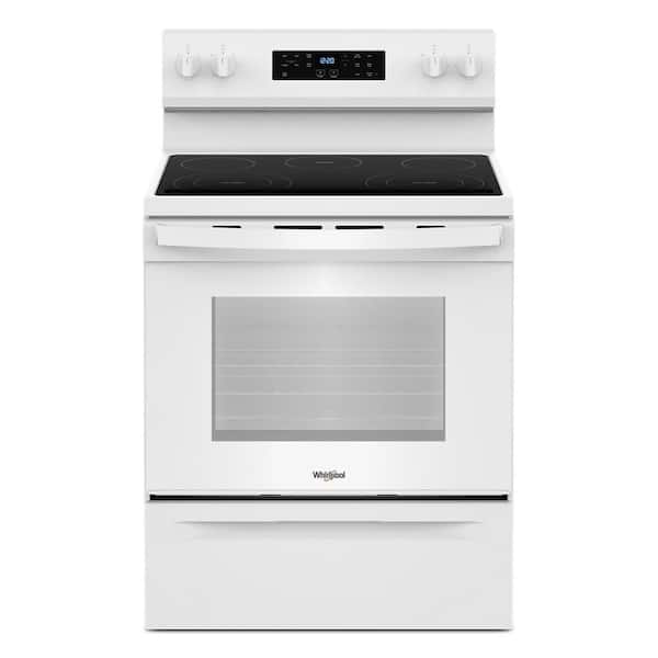 Whirlpool 30 in. 5-Burner Elements Freestanding Electric Range in White with Dual Elements and No Preheat Mode