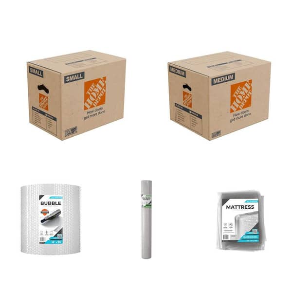 16 in. Moving Box (10-Pack), 20 in. Box (10-Pack), Bubble Cushion (2-Pack), Paper (2-Pack) and Bag