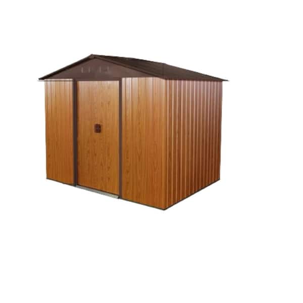 Durab 8 ft. W x 6 ft. D Outdoor Metal Storage Shed with Floor Base Coffee Brown 48 sq. ft.