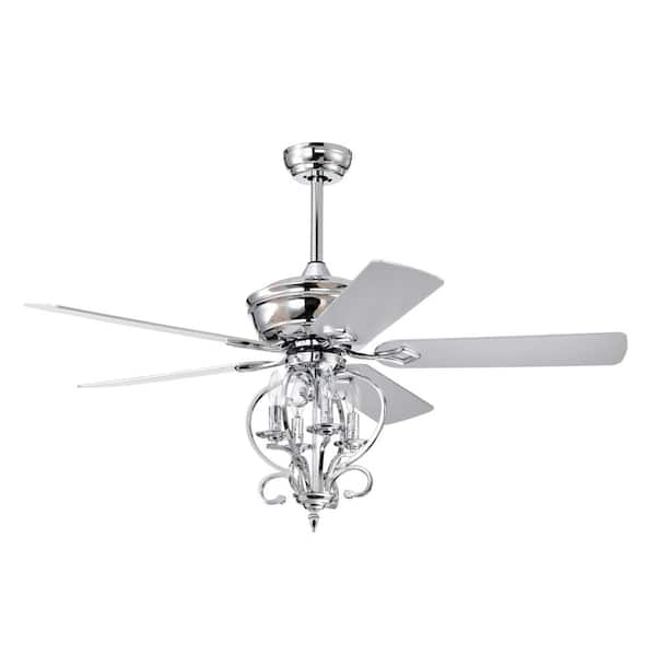 Sunpez 52 in. Indoor Chrome Modern Style Ceiling Fan with Remote ...