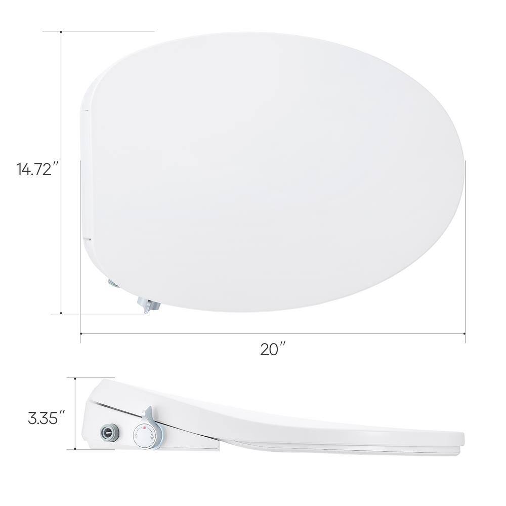 White Elongated Heated Bidet Toilet Seat with Night Light