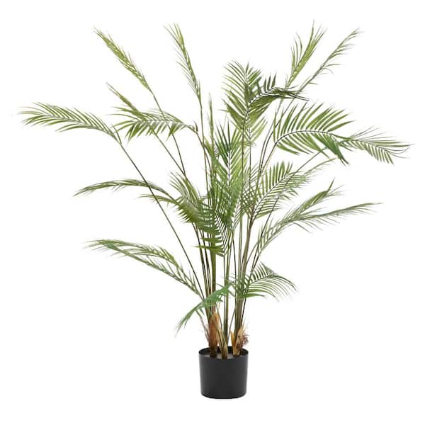 Litton Lane 46 in. H Kwai Palm Artificial Plant with Realistic Leaves and Black Round Pot