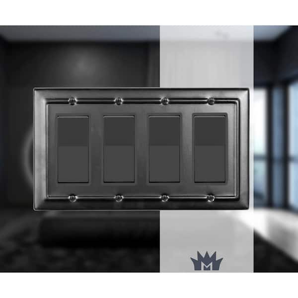Architectural 4-Gang Decorator/Rocker Wall Plate (Matte Black)