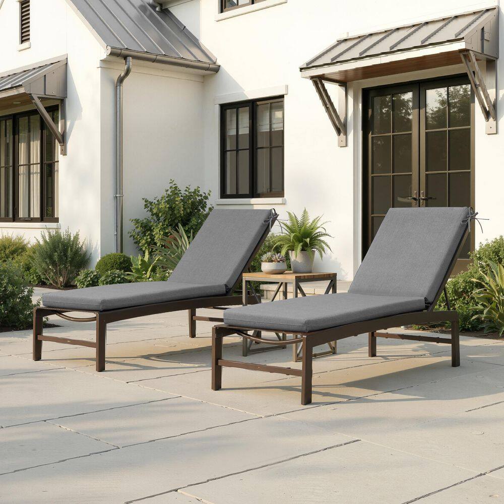 80 in. x 23 in. x 2.75 in. Outdoor Chaise Lounge Cushion w/ Ties 2 Pieces Patio Pool Lounge Chair Cushion in Light Gray price history on PriceWatchPro