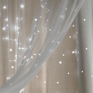 Ivory Grommet Overlay Blackout Curtain - 52 in. W x 84 in. L (Set of 2)