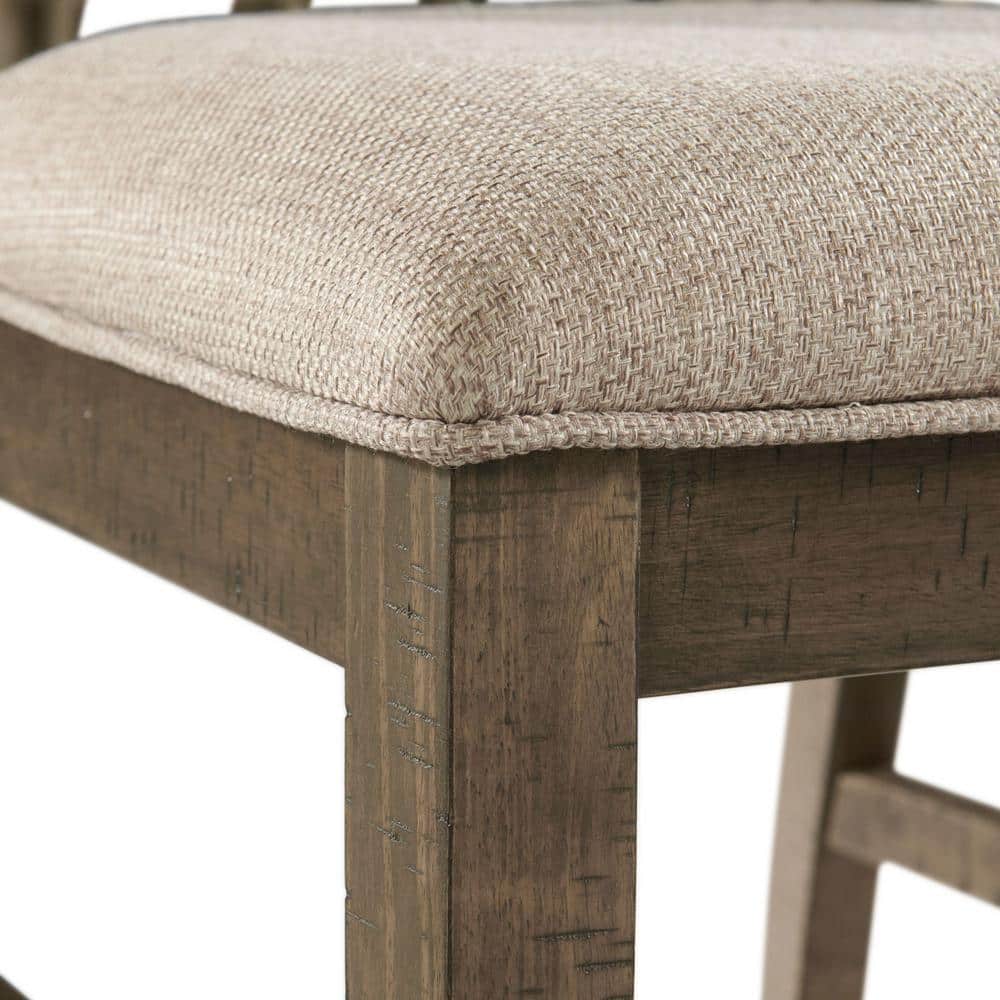 Traditional Slat-Back Side Chair with Taupe Upholstered Cushion