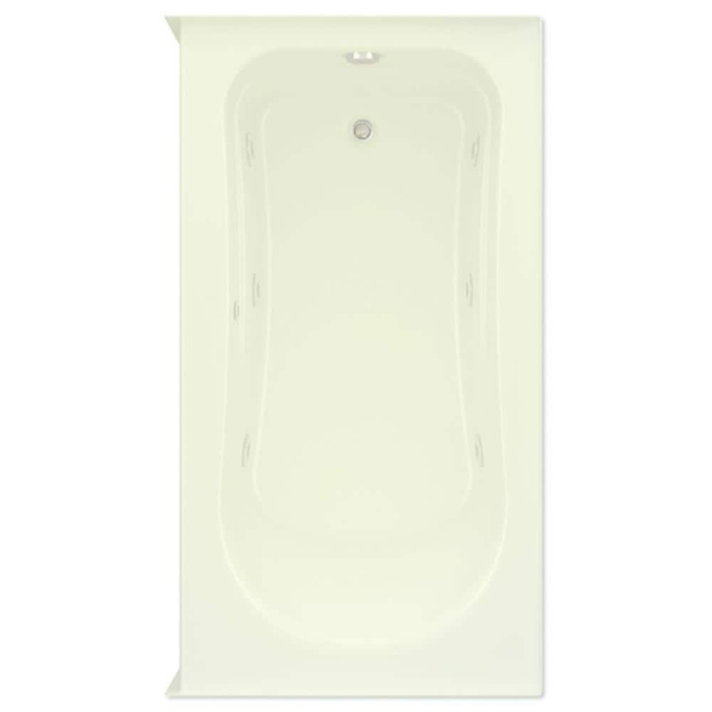 Dossi 32 in. x 60 in. Acrylic Whirlpool Bathtub Right Drain Rectangular Alcove with Heater in Biscuit price history on PriceWatchPro