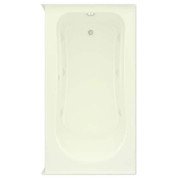 Dossi 32 in. x 60 in. Acrylic Whirlpool Bathtub Right Drain Rectangular Alcove with Heater in Biscuit