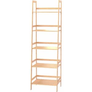 5-Tier Oak Wood Plant Stand Ladder Shelf Black Bookshelf Modern Open Bookcase for Bedroom Living Room Office