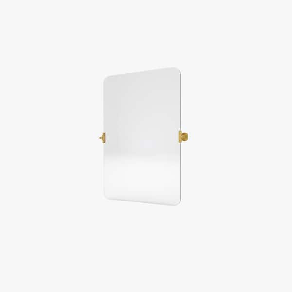 Lunova 24 in. W x 36 in. H Rectangular Framed Tilt Wall in Gold Bathroom Vanity Mirror