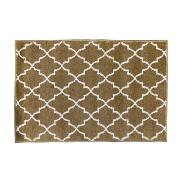 Trellisville Collection Cotton Beige 2 ft. x 3 ft. Jute Backing Non Slip Indoor Area Rug