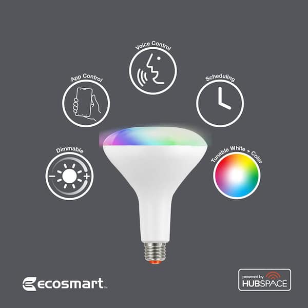 EcoSmart 90-Watt Equivalent BR40 Dimmable LED Light Bulb Daylight (2-Pack)  1003015202 - The Home Depot