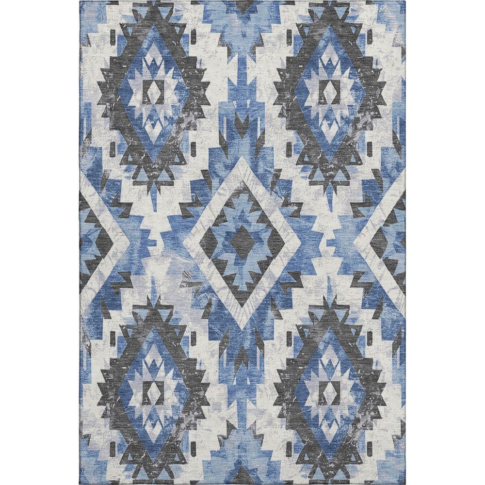 Mayfield Premium Machine Washable Abstract AMF1878 Blue 3 ft. x 4 ft. Area Rug price history on PriceWatchPro