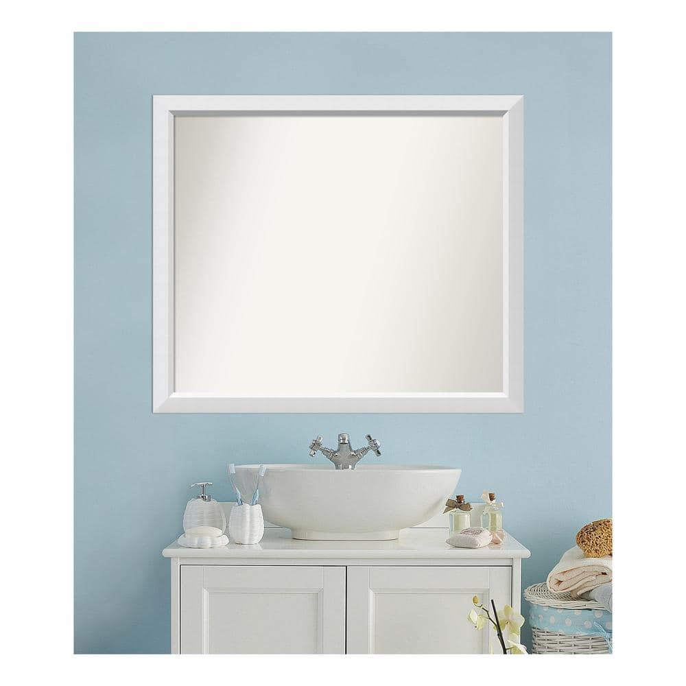 Blanco White 42.25 in. x 36.25 in. Custom Non-Beveled Wood Framed Bathroom 