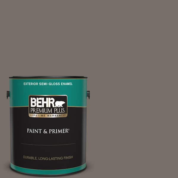 BEHR PREMIUM PLUS 1 gal. #BNC-37 Gray Owl Semi-Gloss Enamel Exterior Paint & Primer