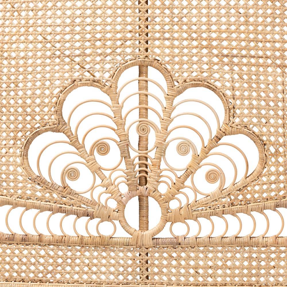 Natural Rattan Queen Size Bohemian Tufted Headboard