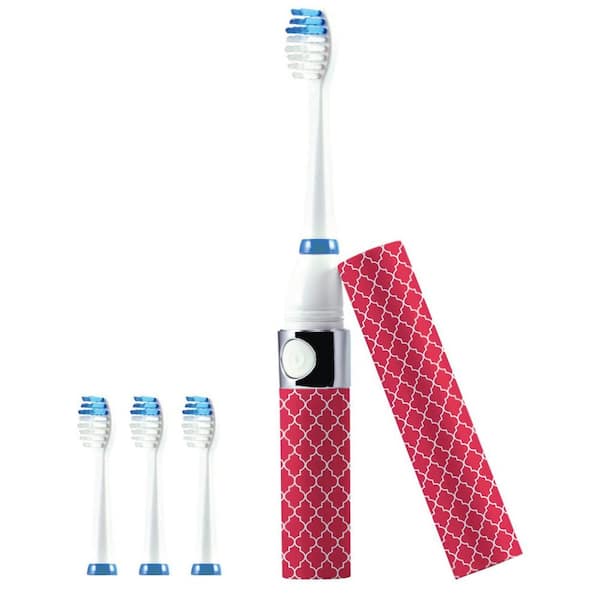 Portable Sonic Toothbrush in Pink with 3-Brush Heads