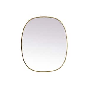 Simply Living 30 in. W x 36 in. H Oval Metal Framed Brass Mirror