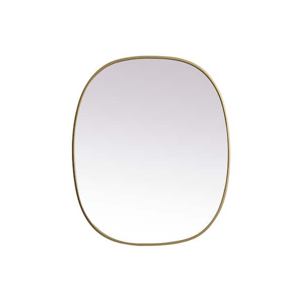 Unbranded Simply Living 30 in. W x 36 in. H Oval Metal Framed Brass Mirror