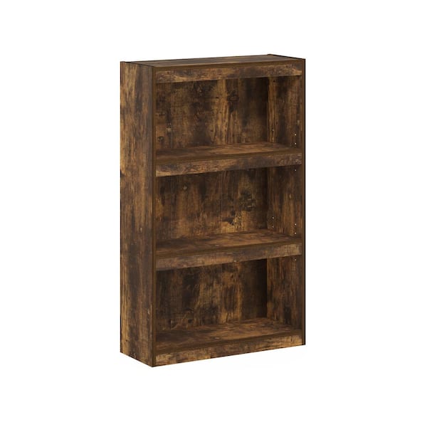 Furinno JAYA Enhanced Home 24.5 in. Wide Amber Pine 3 Shelf Standard Bookcase with Adjustable Shelves