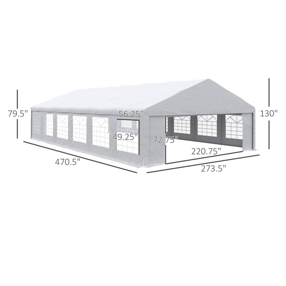 Large White Steel Frame Outdoor Party Tent with Removable Sidewalls