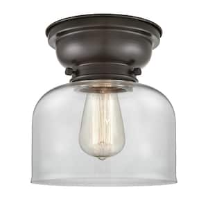 Bell 8 in. 1-Light Oil Rubbed Bronze, Clear Flush Mount with Clear Glass Shade