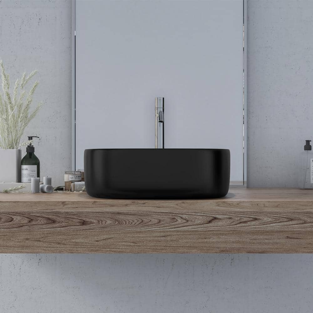 Altair 16.7'' Black Ceramic Square Undermount Bathroom Sink