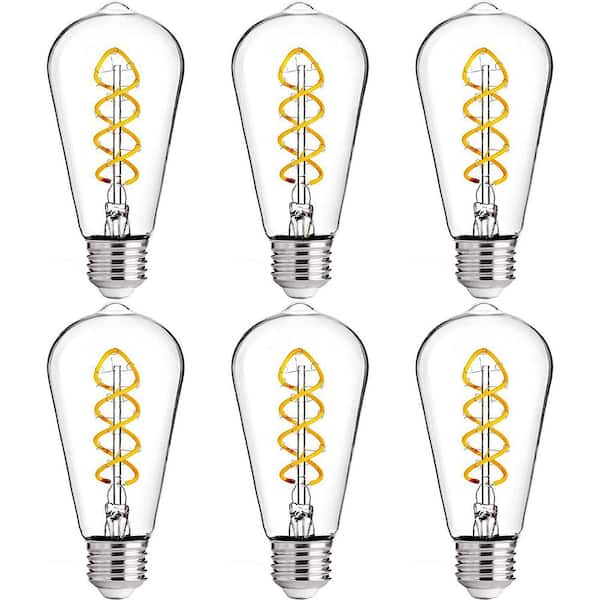 FLSNT 40-Watt Equivalent ST19 Dimmable Vintage Decorative LED Edison Bulbs, 2700K, E26 Base, 400LM, CRI90, Clear Glass, 6 Pack