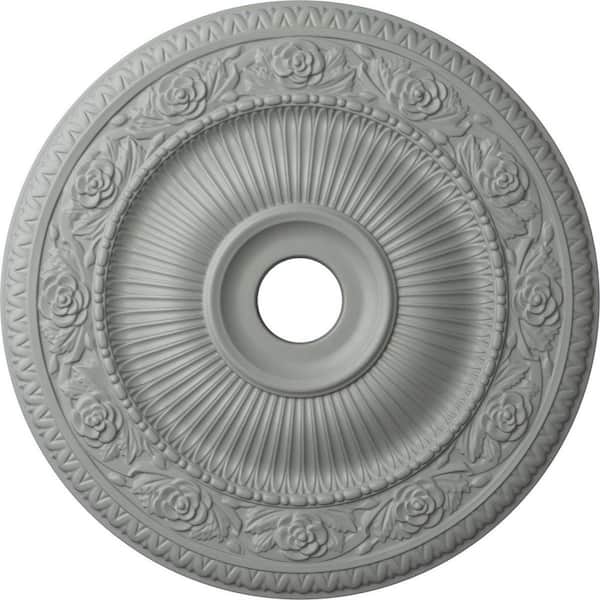 Ekena Millwork 24-1/4" x 3-7/8" ID x 2" Logan Urethane Ceiling Medallion (Fits Canopies upto 6-1/8"), Primed White