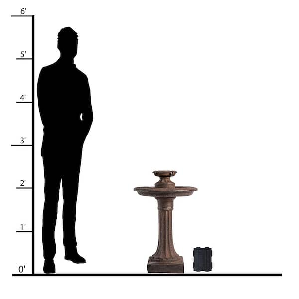 XBrand 28 in. 1-Tier Brown Solar Birdbath Fountain with Panel and Pump - Outdoor Garden Water Feature