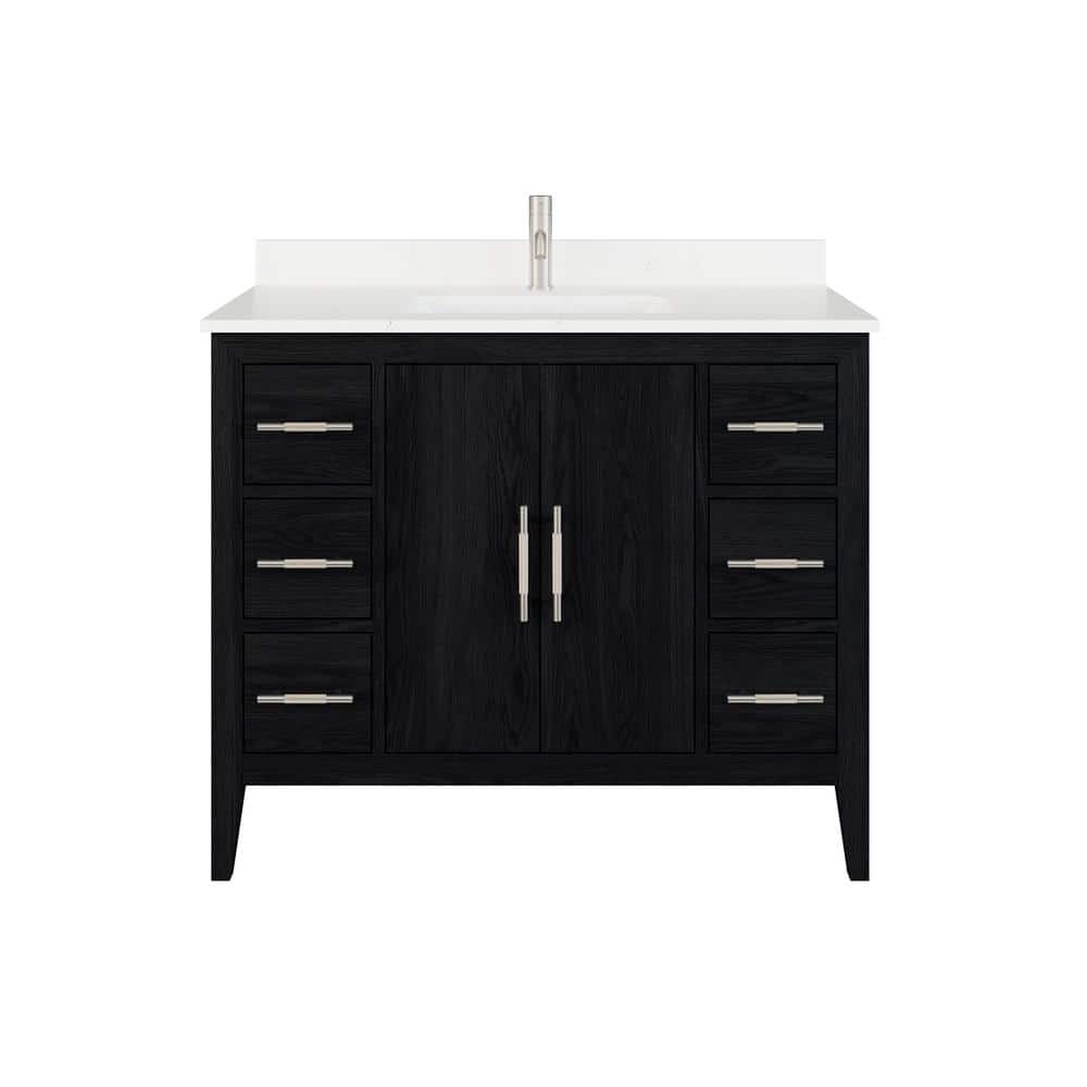 Vienna 42 in. W x 22 in. D Bath Vanity in Espresso Diamond Quartz Top with 