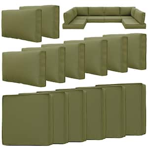 26 in. x 26 in. x 5 in. (14-Piece) Deep Seating Outdoor Sectional Replacement Cushion Light Green