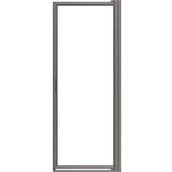 Basco Deluxe 34-7/8 in. x 63-1/2 in. Framed Pivot Shower Door in Brushed Nickel